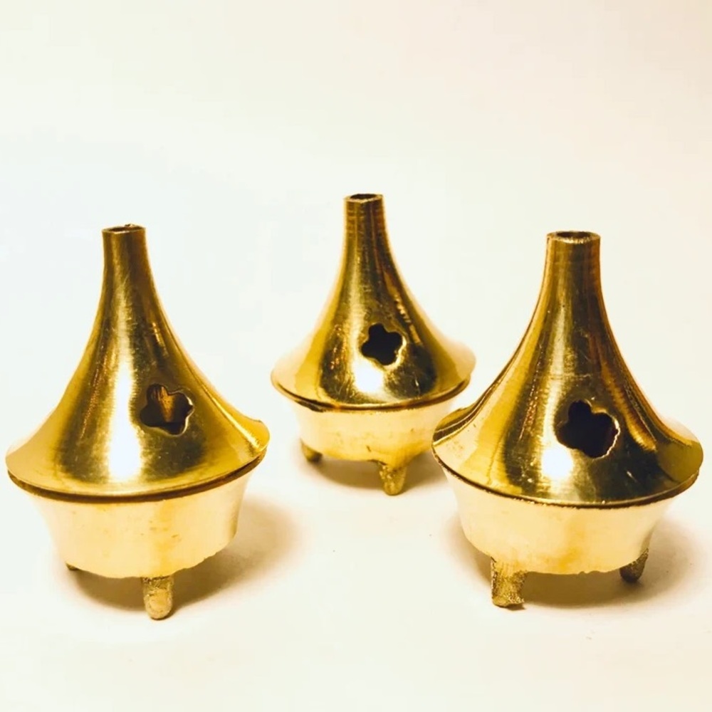 3 PACK Vintage Solid Brass Temple Incense Burner | Mini Incense Holder